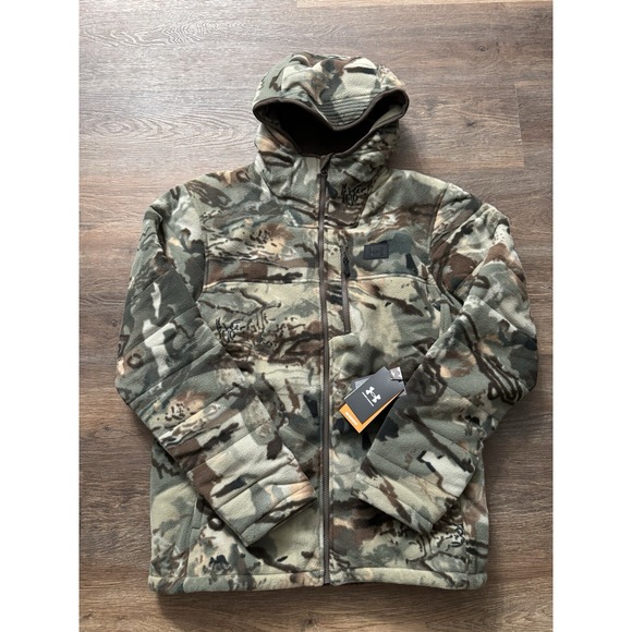 Under Armour UA RUT Windproof Scent Control Microfleece Forest Camo Jacket Large